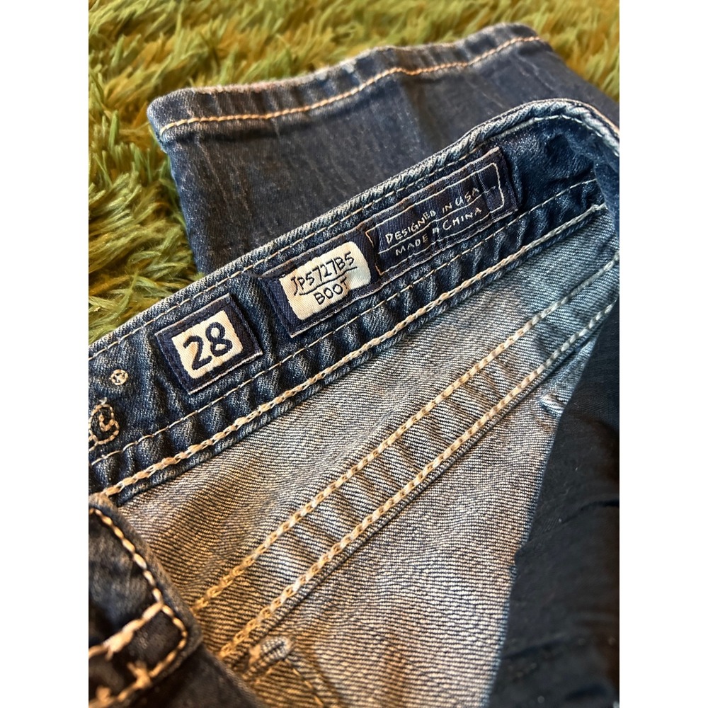 Miss Me Bootcut Jeans JP5727B5 Dark Wash Embroidered Peace Love 28 x 33 READ - Picture 4 of 10